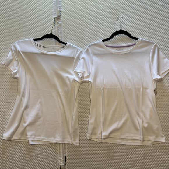 Talbot's White Tee Shirt Round Neck Short Sleeve Womens Size Large Petite Lot - Picture 1 of 9